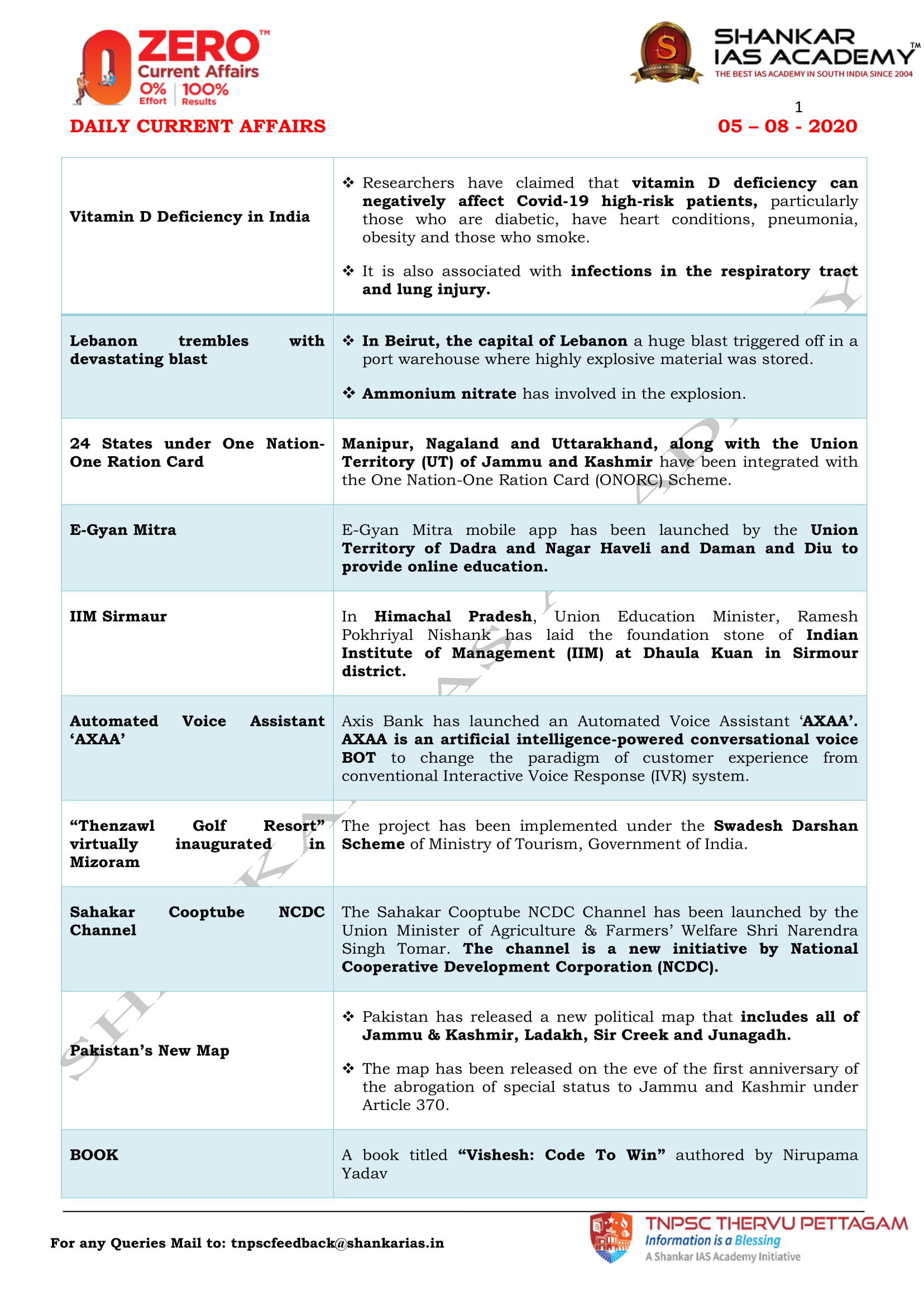 1st August 2022 Current Affairs - Stay Updated TNPSC