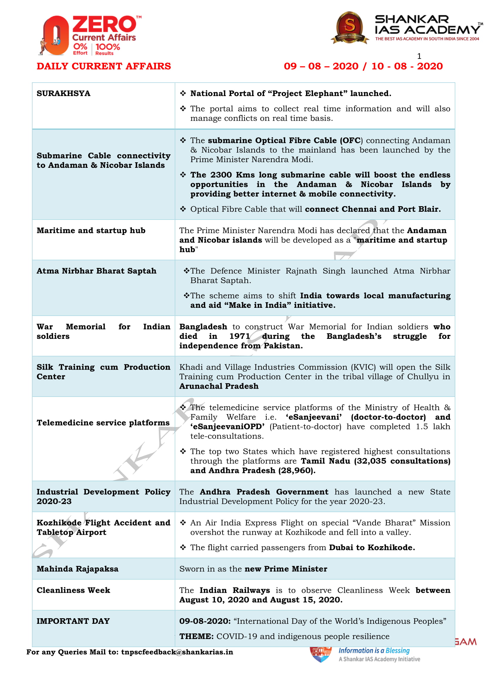 TNPSC Current affairs, Monthly TNPSC Current affairs,TNPSC Portal Current  affairs in English